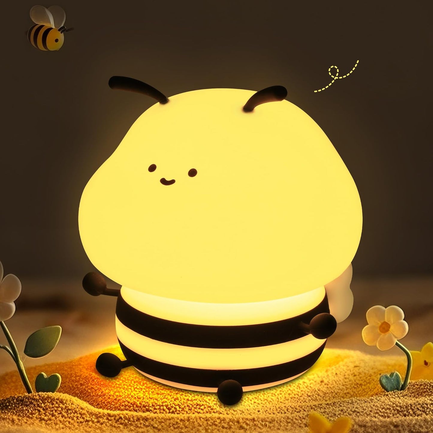 Cartoon Bees Sleep With Colorful Night Lights